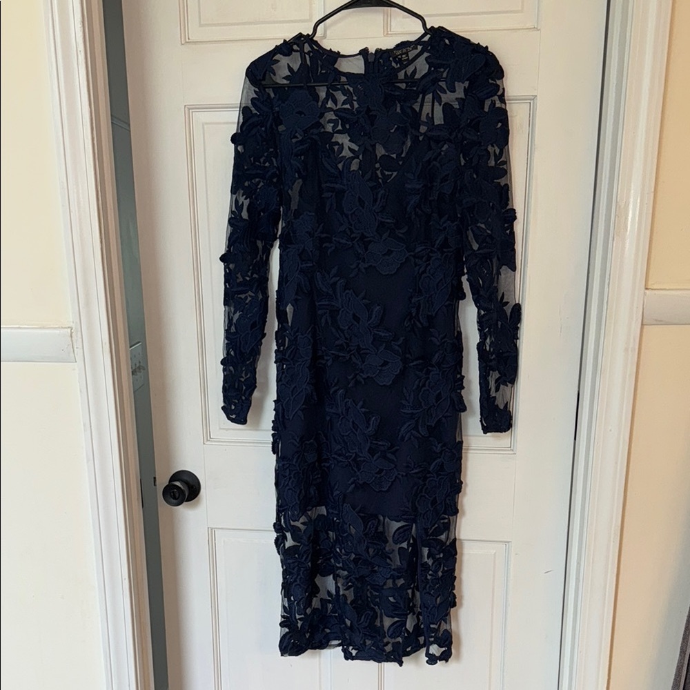Topshop Blue Long Sleeve Dress